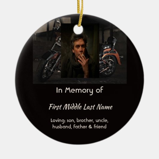 Christelijk memoriekado Motorrijder Keramisch Ornament (Voorkant)