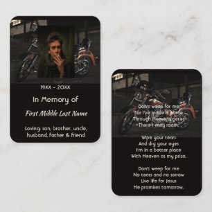 Christelijk memoriekado Motorrijder Visitekaartje