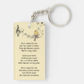 Christelijk memoriekado muziek vogel sleutelhanger (achterkant)