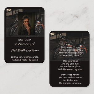Christelijk memoriekado voor motorrijders visitekaartje