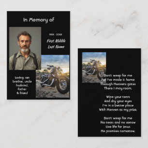 Christelijk memoriekado voor motorrijders visitekaartje