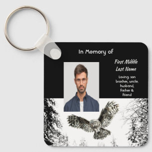 Christelijk memoriekado waterverf uil vogel sleutelhanger