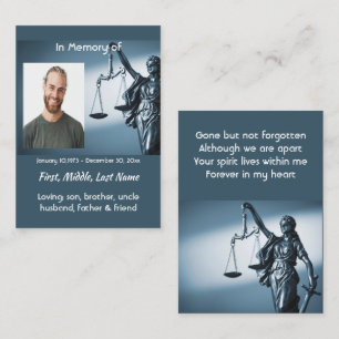 Christelijk memoriekado Weegschaal van de gerechti Visitekaartje