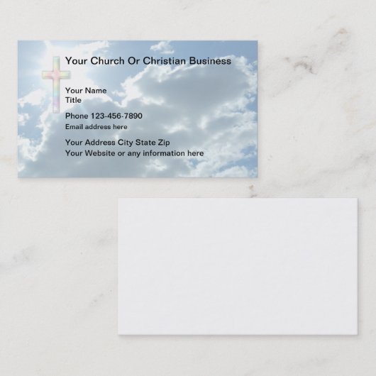 Christelijk met Thema Cross en Sky Visitekaartje (Voorkant / Achterkant)