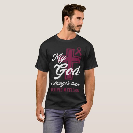 Christelijk mijn God is sterker dan multipel myelo T-shirt (Voorkant volledig)