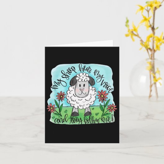Christelijk mijn schaap hoor mijn stem en volg me kaart (Gele Bloem)