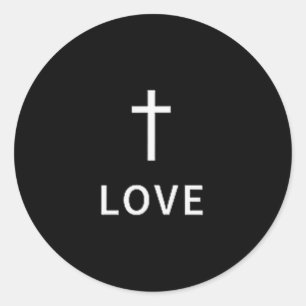 Christelijk Minimaal Kruis Liefde Subtiele Religie Ronde Sticker