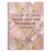 Christelijk modern meisje roze goudstaart notitieboek (Voorkant)