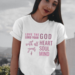 Christelijk Modern Roze Script Bijbelvers T-shirt