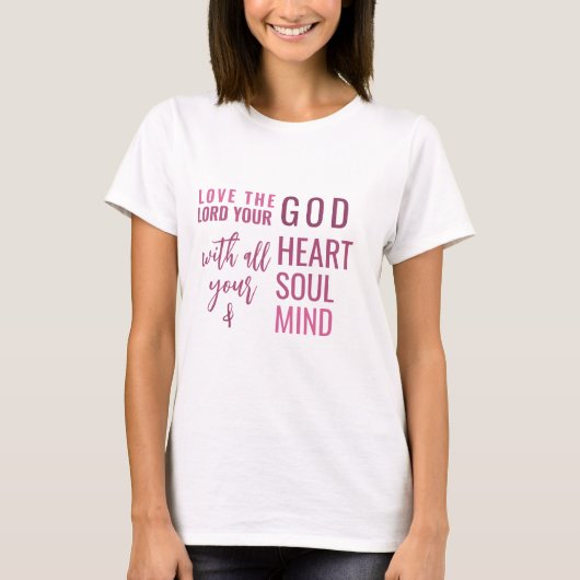 Christelijk Modern Roze Script Bijbelvers T-shirt (Voorkant)