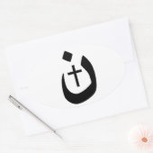 Christelijk Nazarene Cross Black en White Ovale Sticker (Envelop)