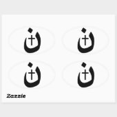 Christelijk Nazarene Cross Black en White Ovale Sticker (Vel)