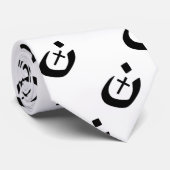 Christelijk Nazarener Kruis Zwart en Wit Stropdas (Opgerold)