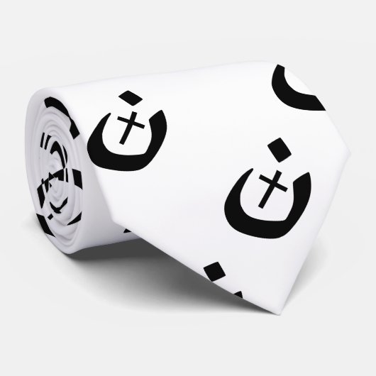 Christelijk Nazarener Kruis Zwart en Wit Stropdas (Opgerold)