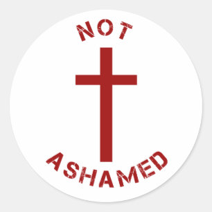 Christelijk niet-Ashamed Rode Kruis en tekstontwer Ronde Sticker