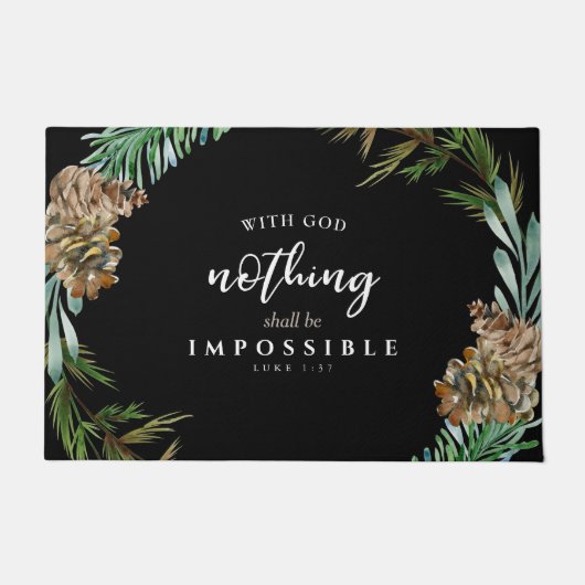 Christelijk Niets is onmogelijke zwarte pine Deurmat (Voorkant)