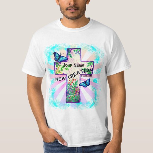 Christelijk nieuw scheppings kruis  t-shirt (Voorkant)