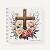 Christelijk Notitieboek met Floral Cross Design (Voorkant)