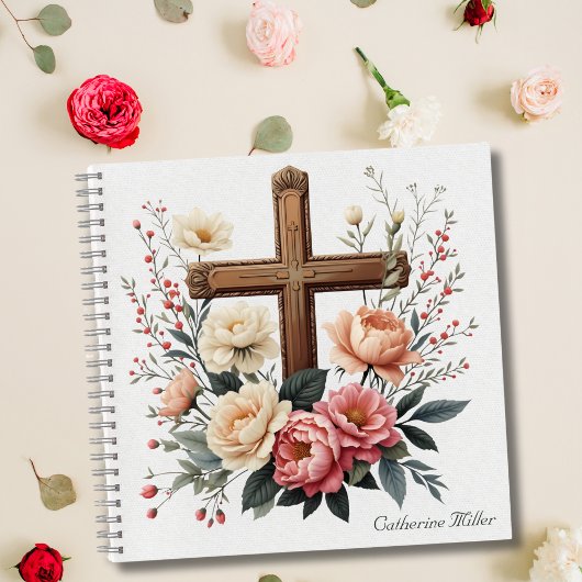 Christelijk Notitieboek met Floral Cross Design