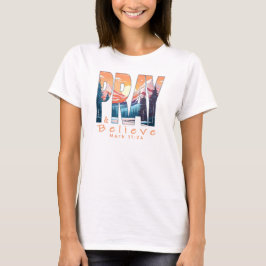 Christelijk ontwerp 'Bid en geloof' T-shirt