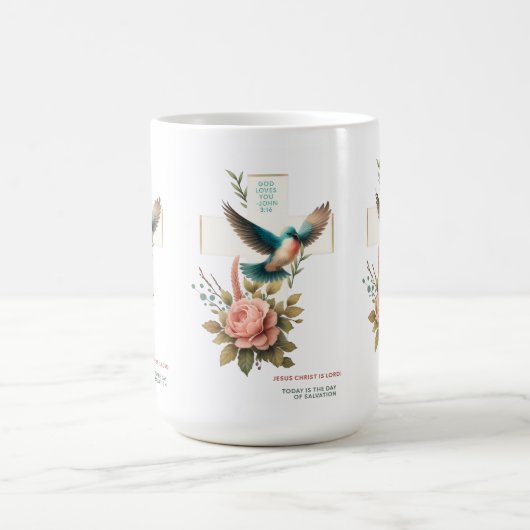Christelijk ontwerp met Cross en Bird Koffiemok (Center)