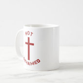 Christelijk ontwerp voor niet-ingeschaald rood tek koffiemok (Voorkant links)