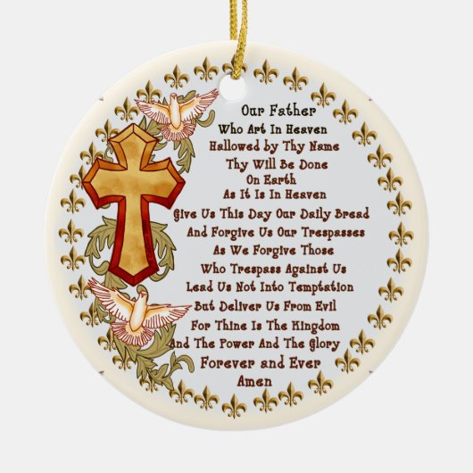 Christelijk Onze Vader-sieraad Keramisch Ornament (Voorkant)