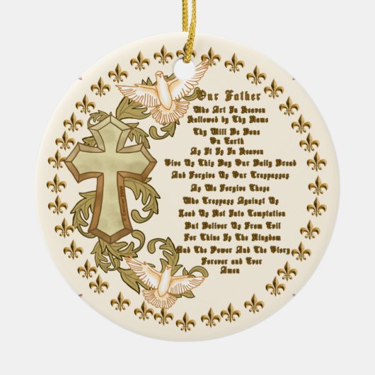 Christelijk Onze Vader-sieraad Keramisch Ornament (Voorkant)