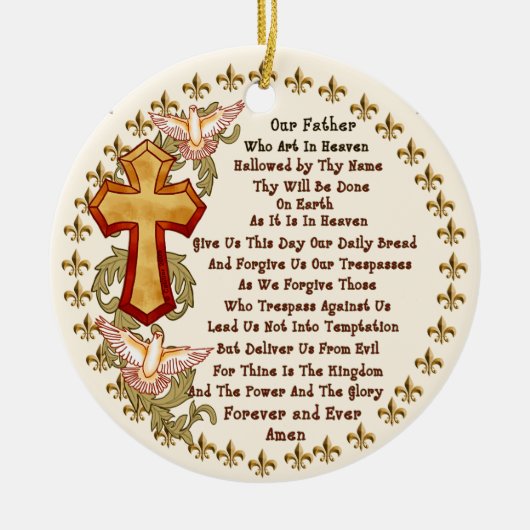Christelijk Onze Vader Sierad Keramisch Ornament (Voorkant)