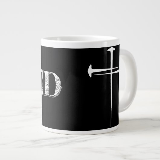 Christelijk OPGESLAGEN met 3 Nail Cross Grote Koffiekop (Voorkant rechts)