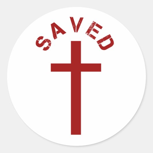 Christelijk opgeslagen rood kruis- en tekstontwerp ronde sticker (Voorkant)