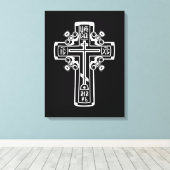 Christelijk orthodoxe kruis canvas afdruk (Insitu (Houten vloer))