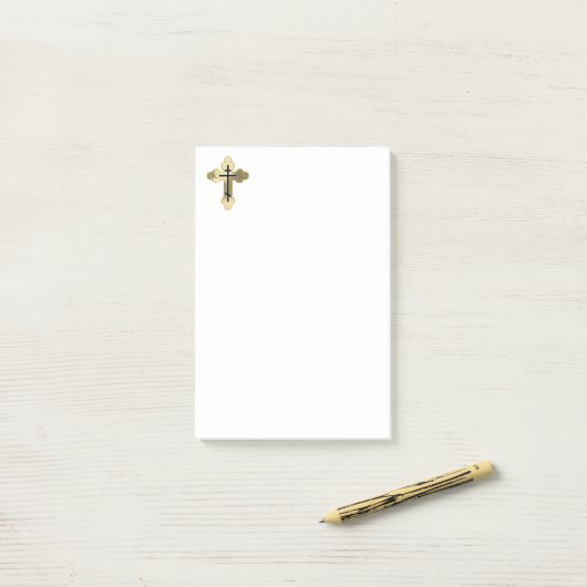Christelijk orthodoxe kruis post-it® notes (Op bureau)