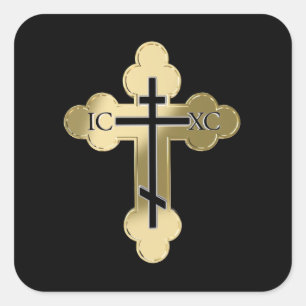 Christelijk orthodoxe kruis vierkante sticker