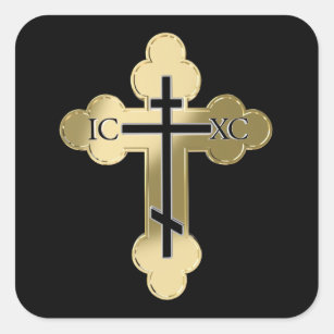 Christelijk orthodoxe kruis vierkante sticker