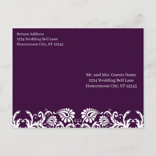 Christelijk  Paars uitnodigen voor bruiloft Uitnodiging Briefkaart (Achterkant)