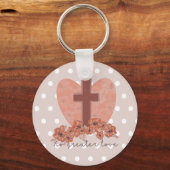 Christelijk paaskruis bevestigen met Rozen Sleutel Sleutelhanger (Voorkant)