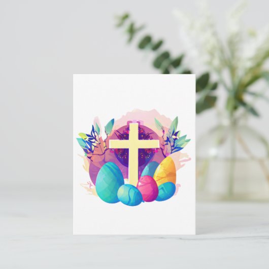 Christelijk paaskruis briefkaart (Staand voorkant)