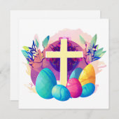 Christelijk paaskruis feestdagenkaart (Voorkant / Achterkant)