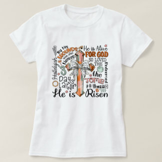 Christelijk Paaskruis Hij is verrezen T-shirt