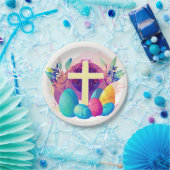 Christelijk paaskruis papieren bordje (Feest)