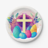 Christelijk paaskruis papieren bordje (Voorkant)