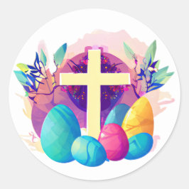 Christelijk paaskruis ronde sticker