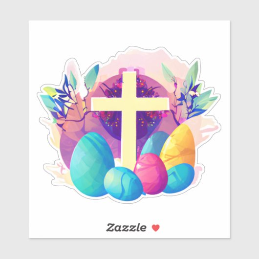 Christelijk paaskruis sticker (Vel)