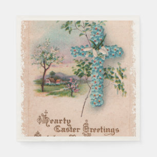 Christelijk paaspapier servetten   Blauwe bloem kr