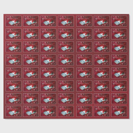 Christelijk papier voor kerstcadeautjes (rood) (Vlak)