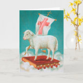 Christelijk Paschaal Lam / Agnus Dei Joyous Pasen Kaart (Gele Bloem)