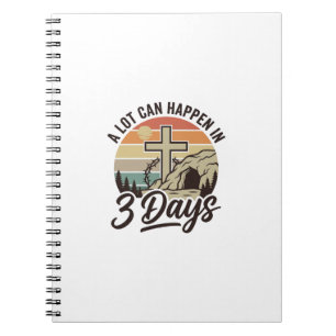 Christelijk Pasen 3 Dagen Retro Kruis Cave T-Shirt Notitieboek