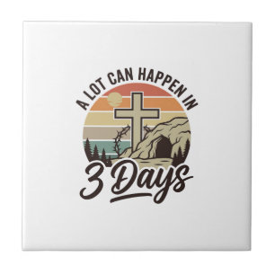 Christelijk Pasen 3 Dagen Retro Kruis Cave T-Shirt Tegeltje
