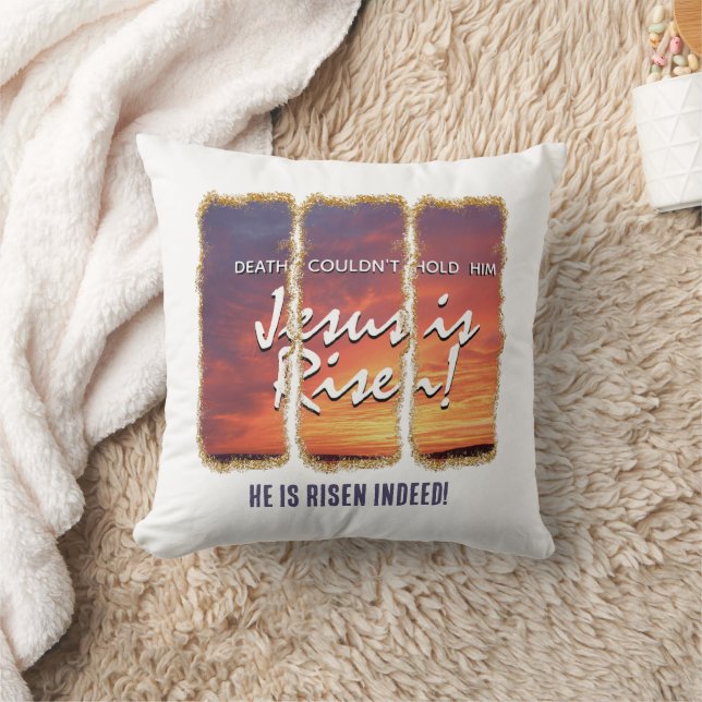 Christelijk Pasen JESUS IS OPGEWEKT Aangepaste Gli Kussen (Deken)